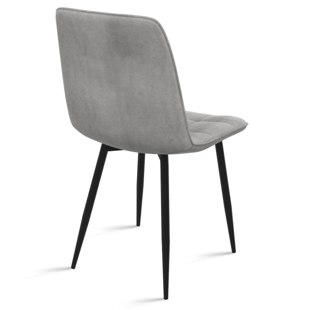 IDMarket - Set di 6 sedie in velluto misto MILA blu pastello x2, grigio scuro x2, grigio chiaro e rosa