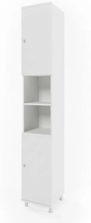 Mobile bagno alto Fynn, Bianco, 30 x 190 cm, per la conservazione di articoli da bagno e asciugamani