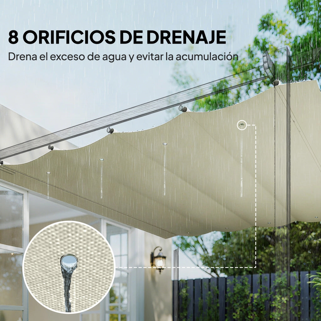 Toldo Retrattile 3x2,5 m per Pergola ¨C Zephmum ¨C Crema