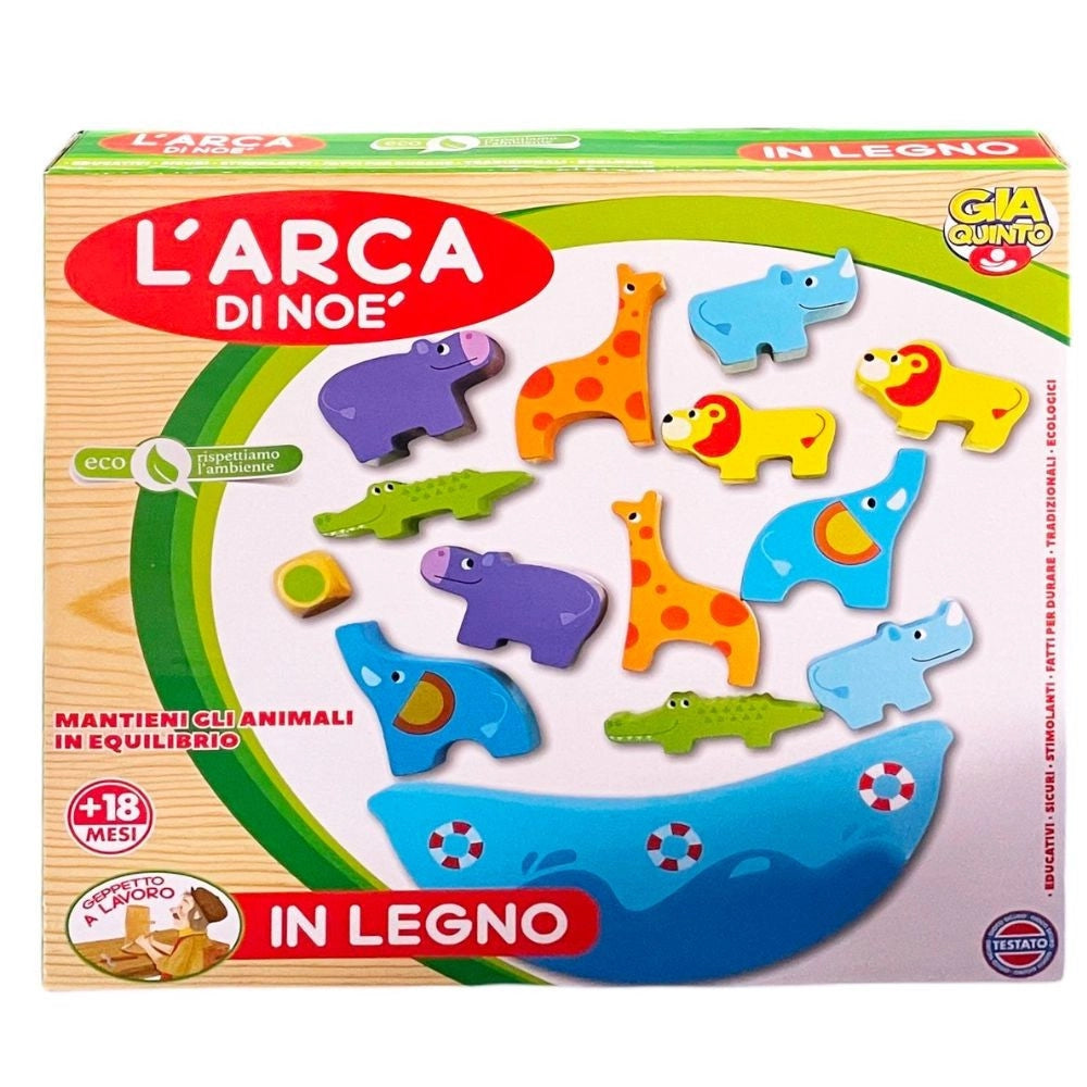 Trade Shop - Gioco Arca Di Noè In Legno Animali Gioco Per Bambini Educativo Abilità Età 18+ -
