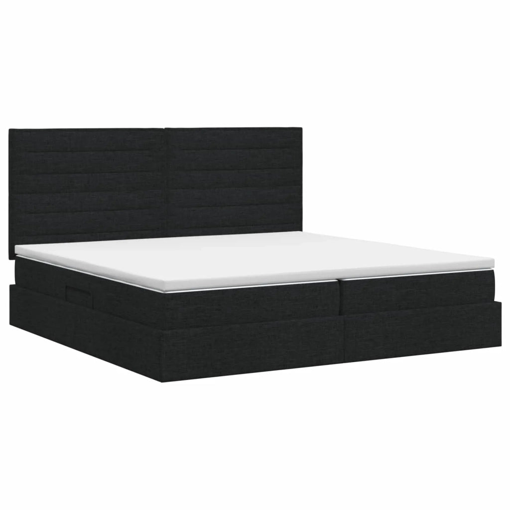 Letto con contenitore e materasso Nero 200 x 200 cm Tessuto 3459464