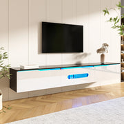 Mobile TV sospeso o da pavimento 180 cm nero e bianco con LED RGB Bluetooth