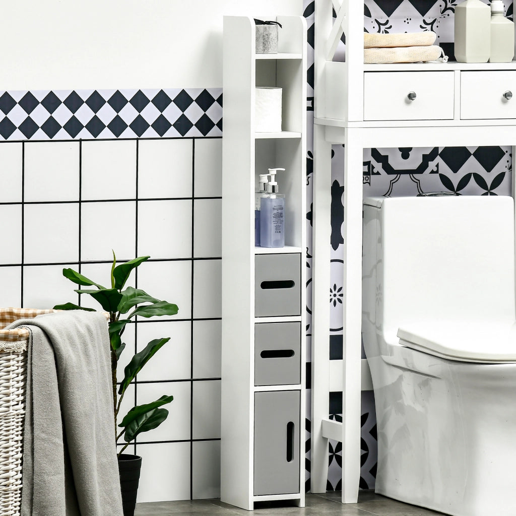 Armadietto colonna bagno con ripiani e ante ¨C zephmum ¨C 15x17x120 cm grigio