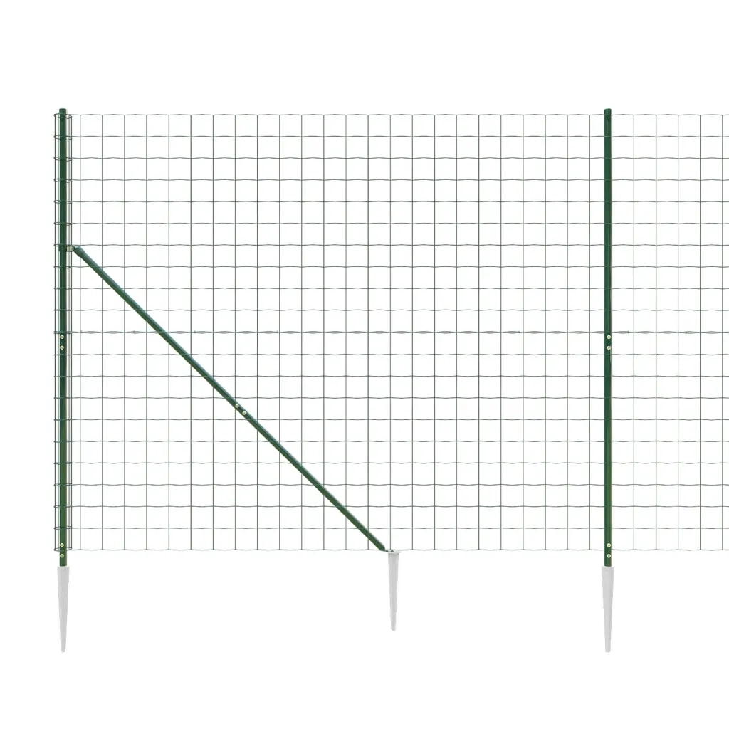Recinzione Metallica con Picchetti Ancoraggio Verde 2,2x10 m