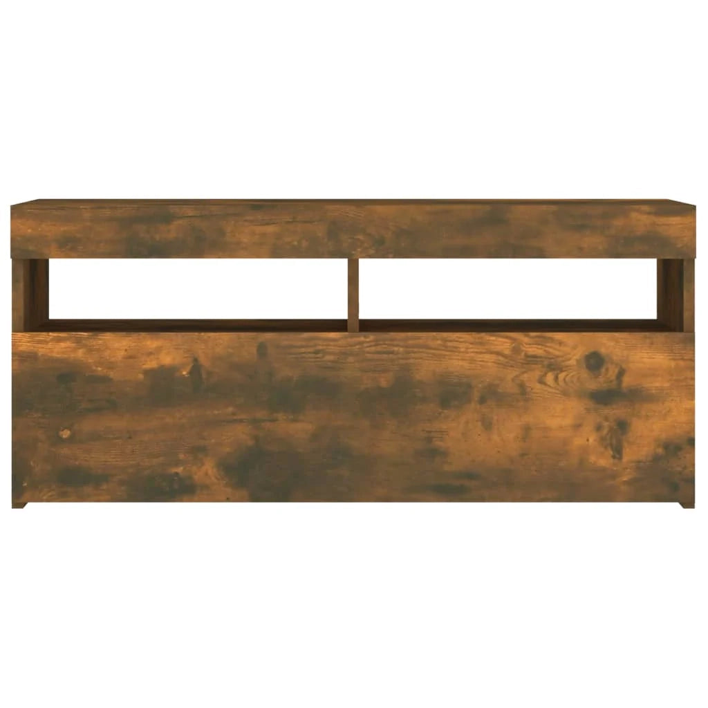 Mobile TV multimediale scaffale TV credenza mobile TV per sala da pranzo soggiorno camera da letto con luci a LED rovere affumicato 90 x 35 x 40 cm marrone 02_0026749
