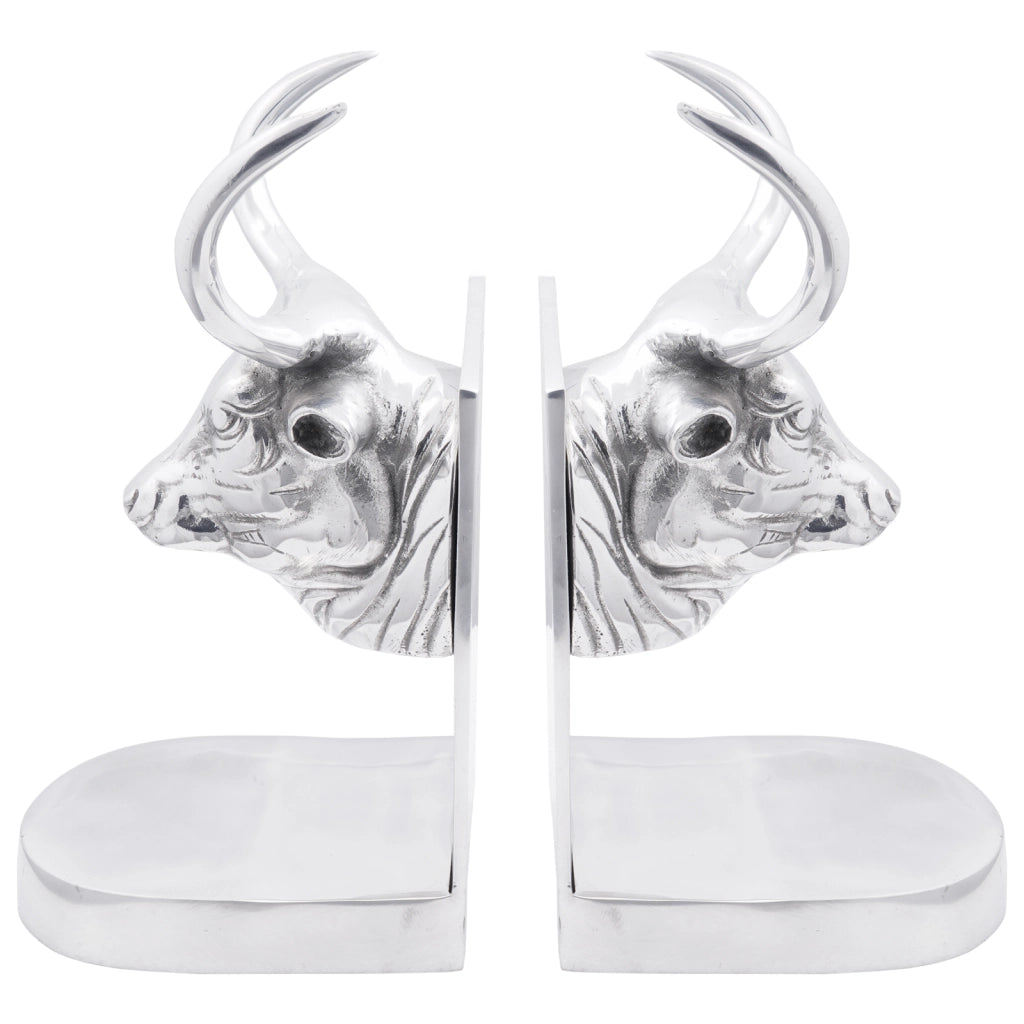 Fermalibri 2 pz Argento 17x15x27 cm Alluminio Toro