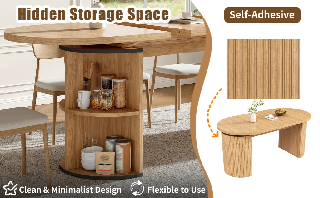 Tavolo da Pranzo Allungabile con Vano Contenitore ¨C MINIMAL ¨C MDF, Naturale