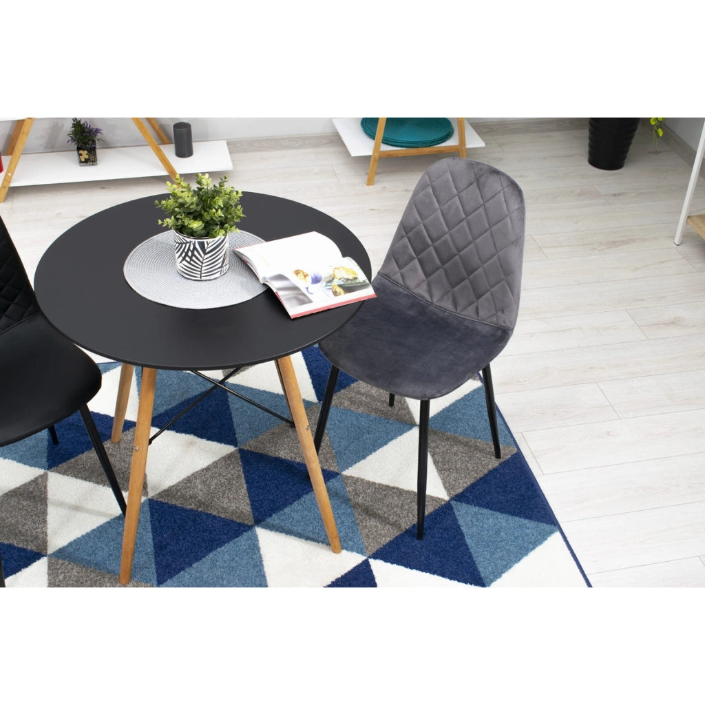 Sedia Asti in velluto grigio scuro con gambe in metallo