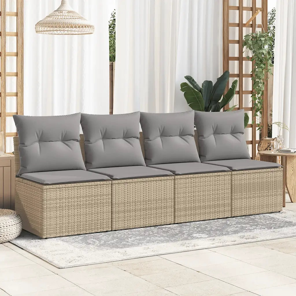 Set Divano da Giardino 2 pz | Set Salotto da Giardino con Cuscini Beige Polyrattan Acacia