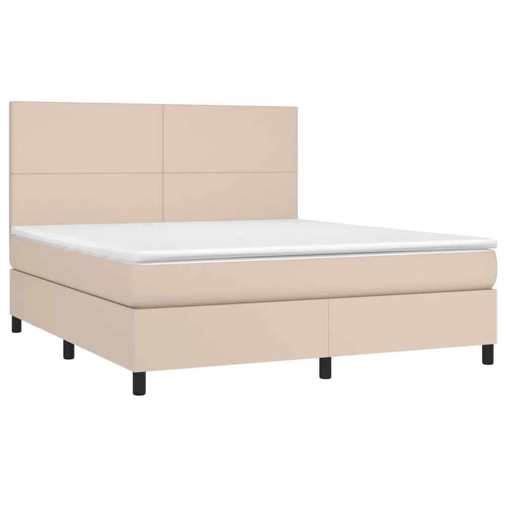 Giroletto Molle Materasso e LED Cappuccino 180x200cm Similpelle 3135842
