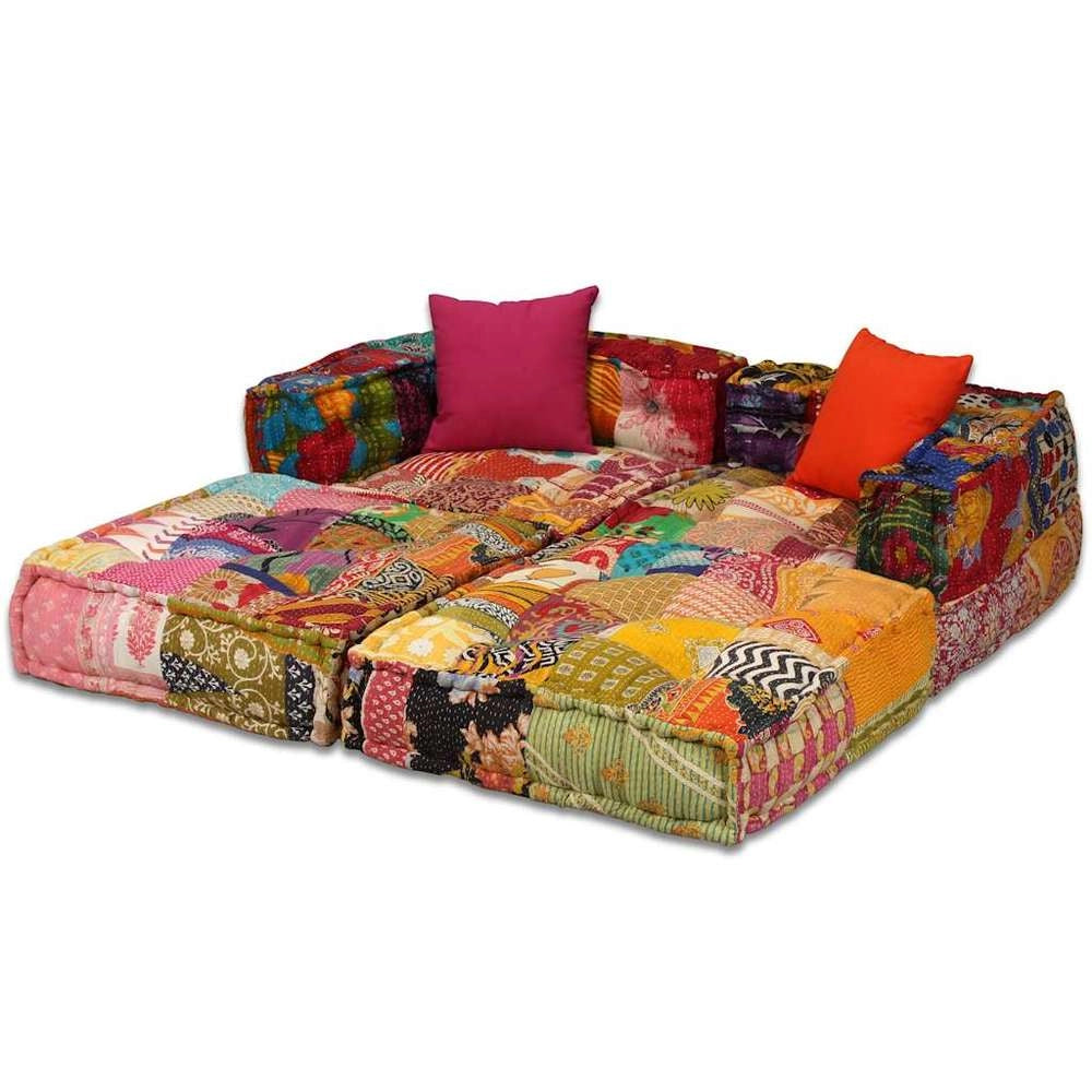 2-seater Modular Pouf Patchwork Fabric