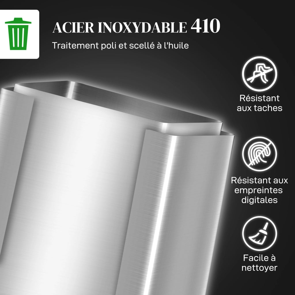 Bidone 2 Compartimenti 60L con Pedale ¨C Zephmum ¨C Acciaio Inossidabile 43x35x75cm