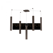 SQUARE TUBE SOSPENSIONE 5 LUCI MARRONE CAVO CM.250 CON BASE 1173-S5-MA