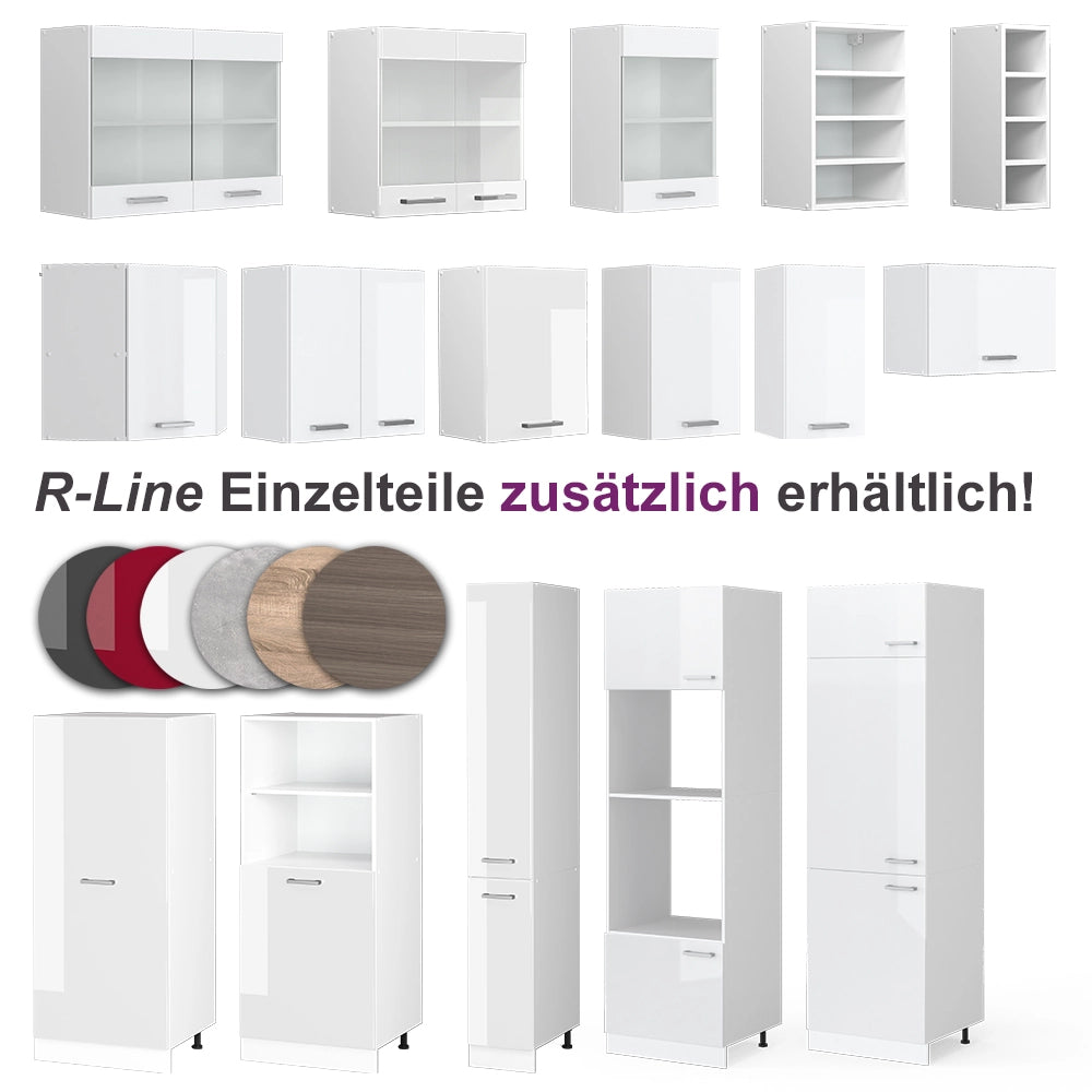 Vicco Cucina ad angolo Bianco/bianco lucido 267 x 167 cm , PL Marmo con striscia LED