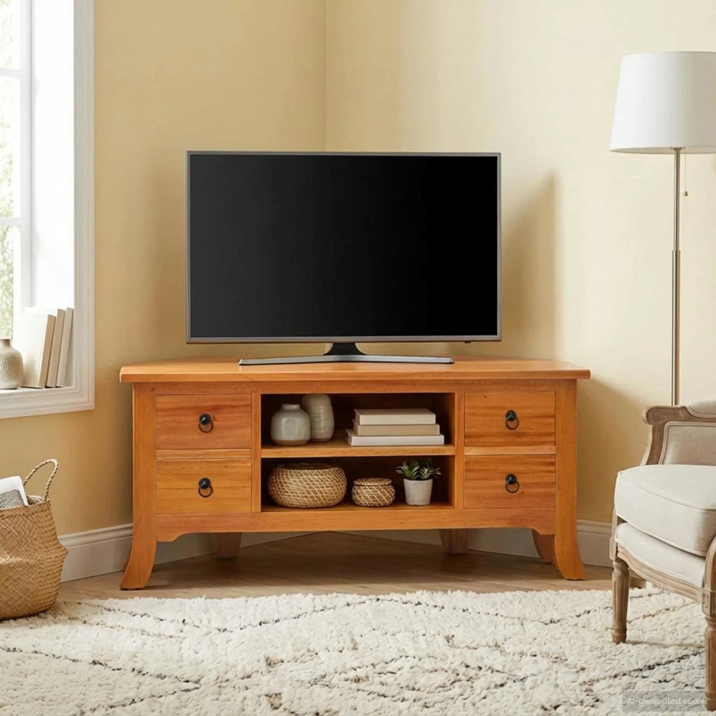 Mobile TV Naturale 100 x 40,5 x 46 cm Legno di Mogano Massello