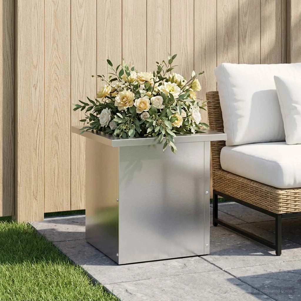 Fioriera da giardino con LED Argento 30 x 30 x 30 cm 8008066