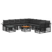 Set di divani da esterno 12 pcs Nero e Grigio scuro Poliestere