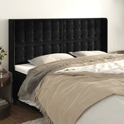 Testiera ad Orecchio-Testata con Orecchie Nera 183x16x118/128 cm in Velluto 775930