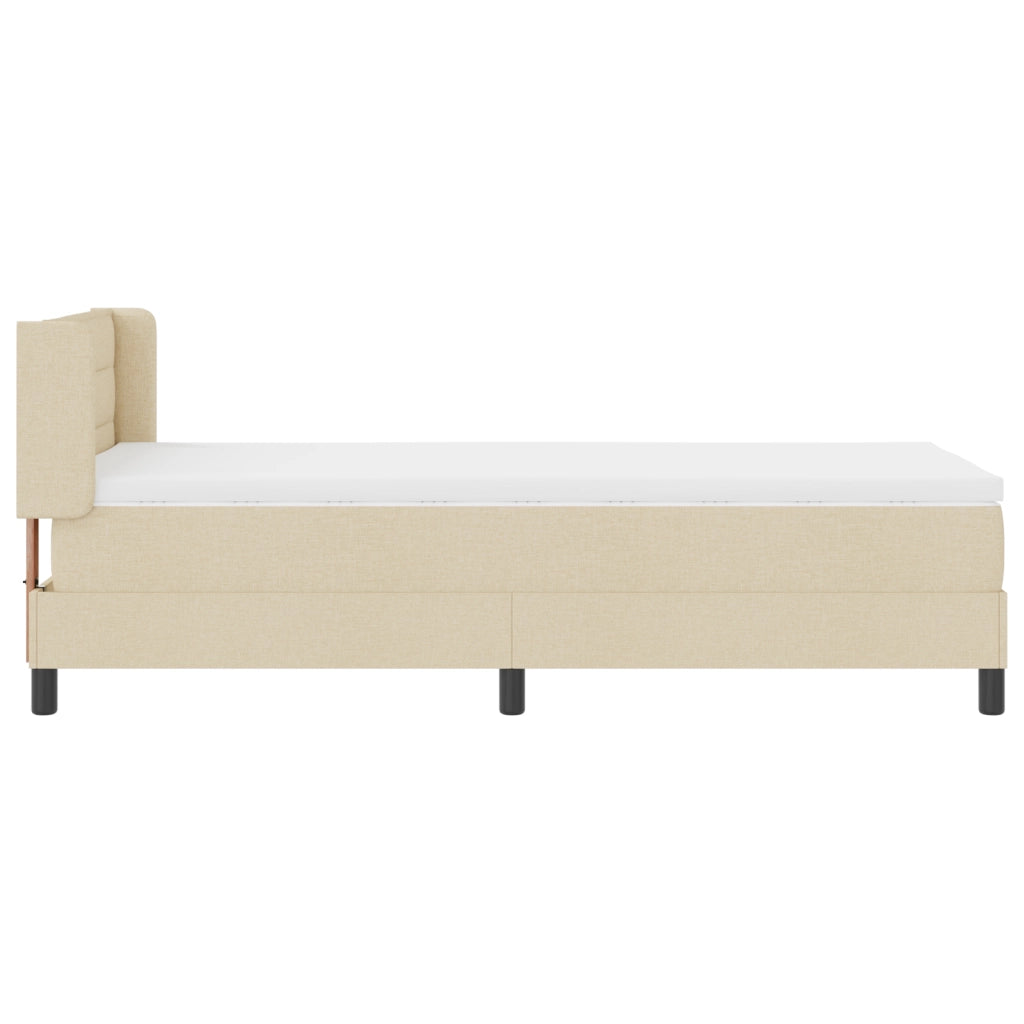 Letto Box Spring  con Materasso Panna 100x200 cm Tessuto