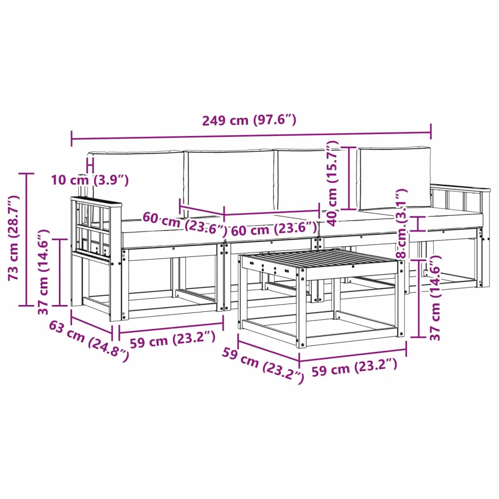 Set di divani da esterno 5 pz Bianco e Antracite 3387221