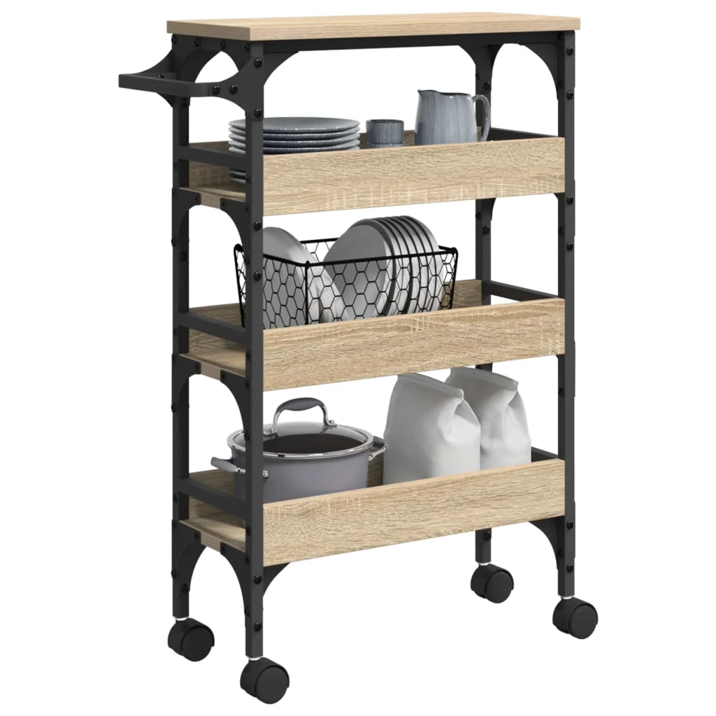 Carrello da Cucina Rovere Sonoma 53 x 20 x 76 cm