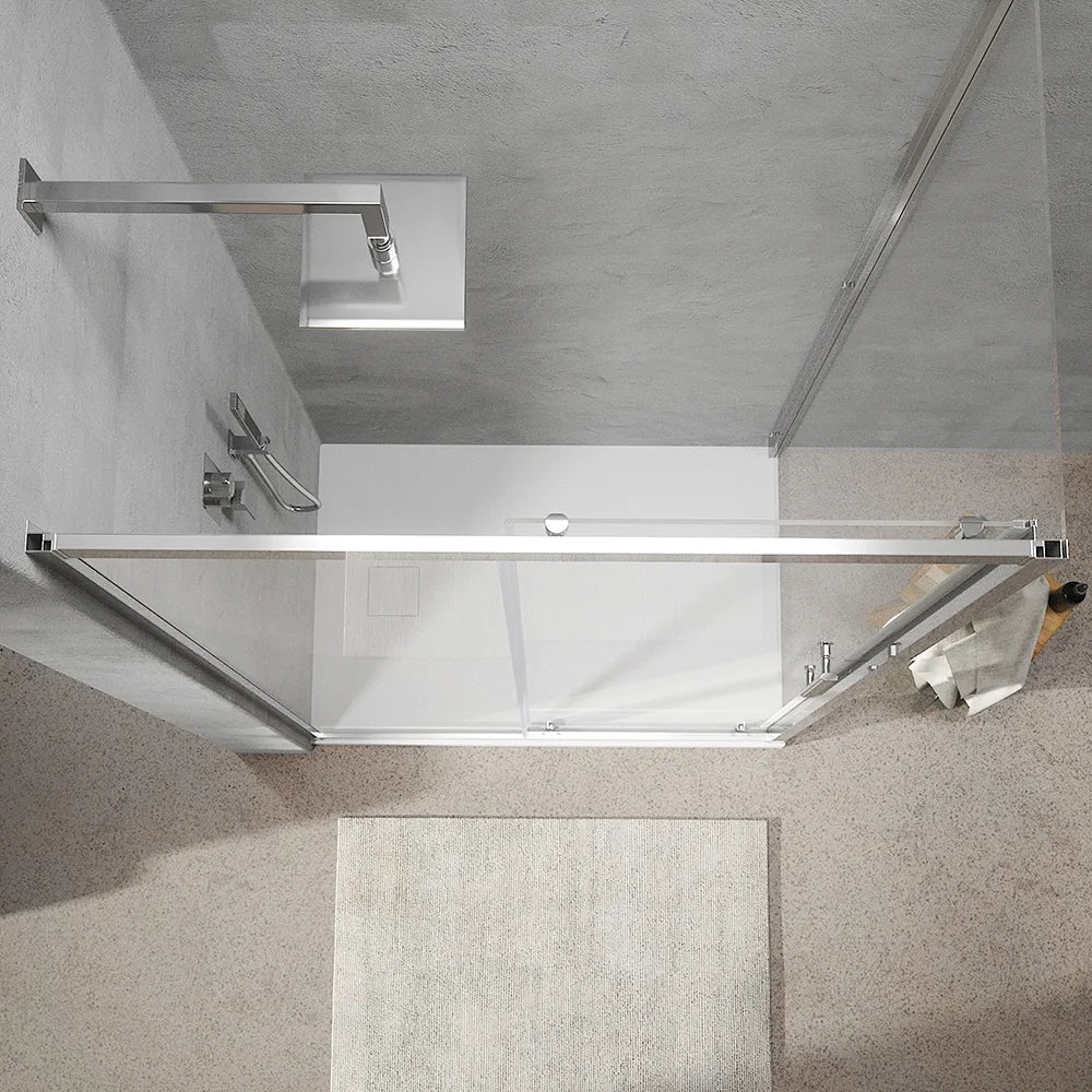 Box Doccia Angolare 90x130 cm in cristallo trasparente, con apertura scorrevole e parete fissa h190cm | Tenerife