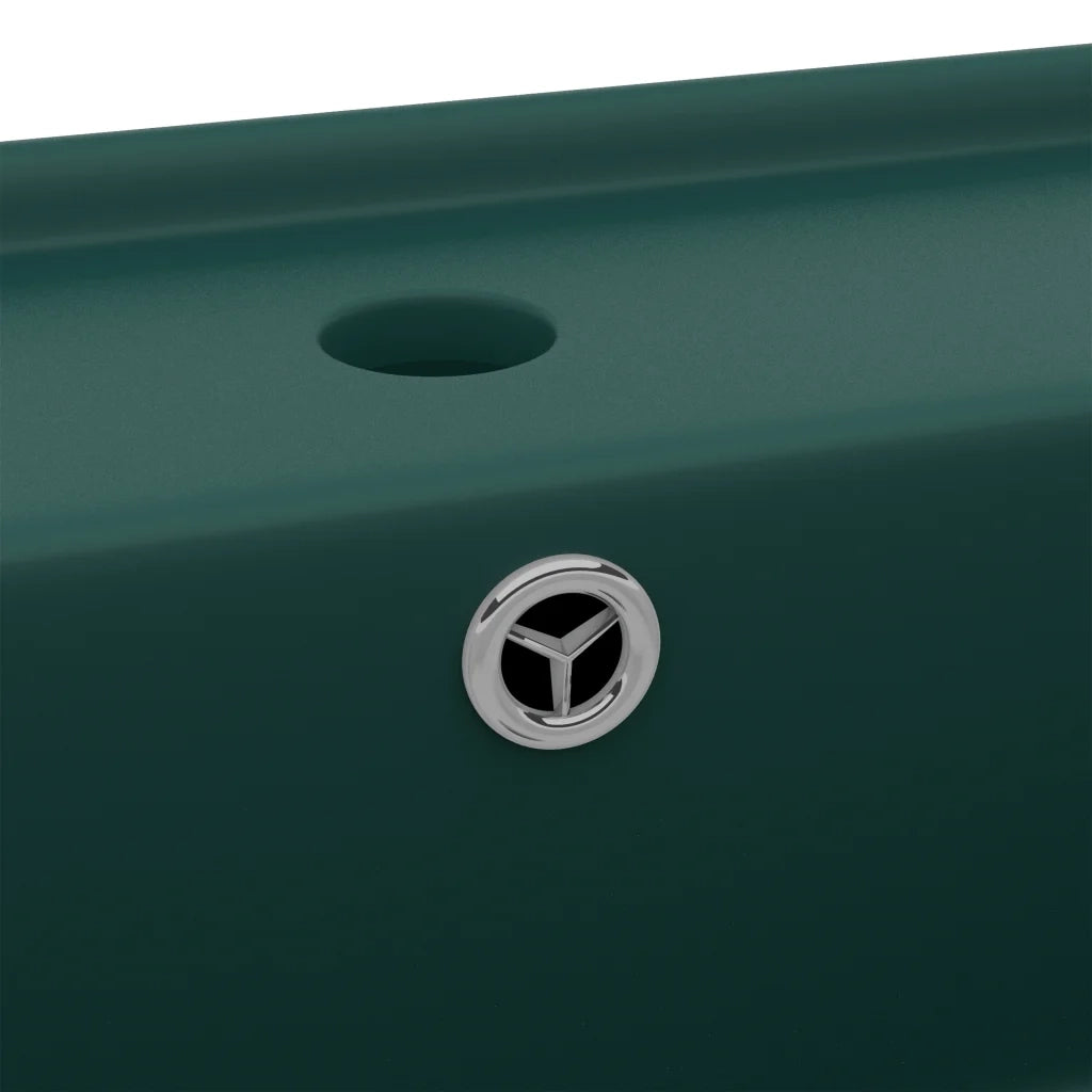 Lavabo Troppopieno Quadrato Verde Scuro Opaco 41x41cm Ceramica cod mxl 39851