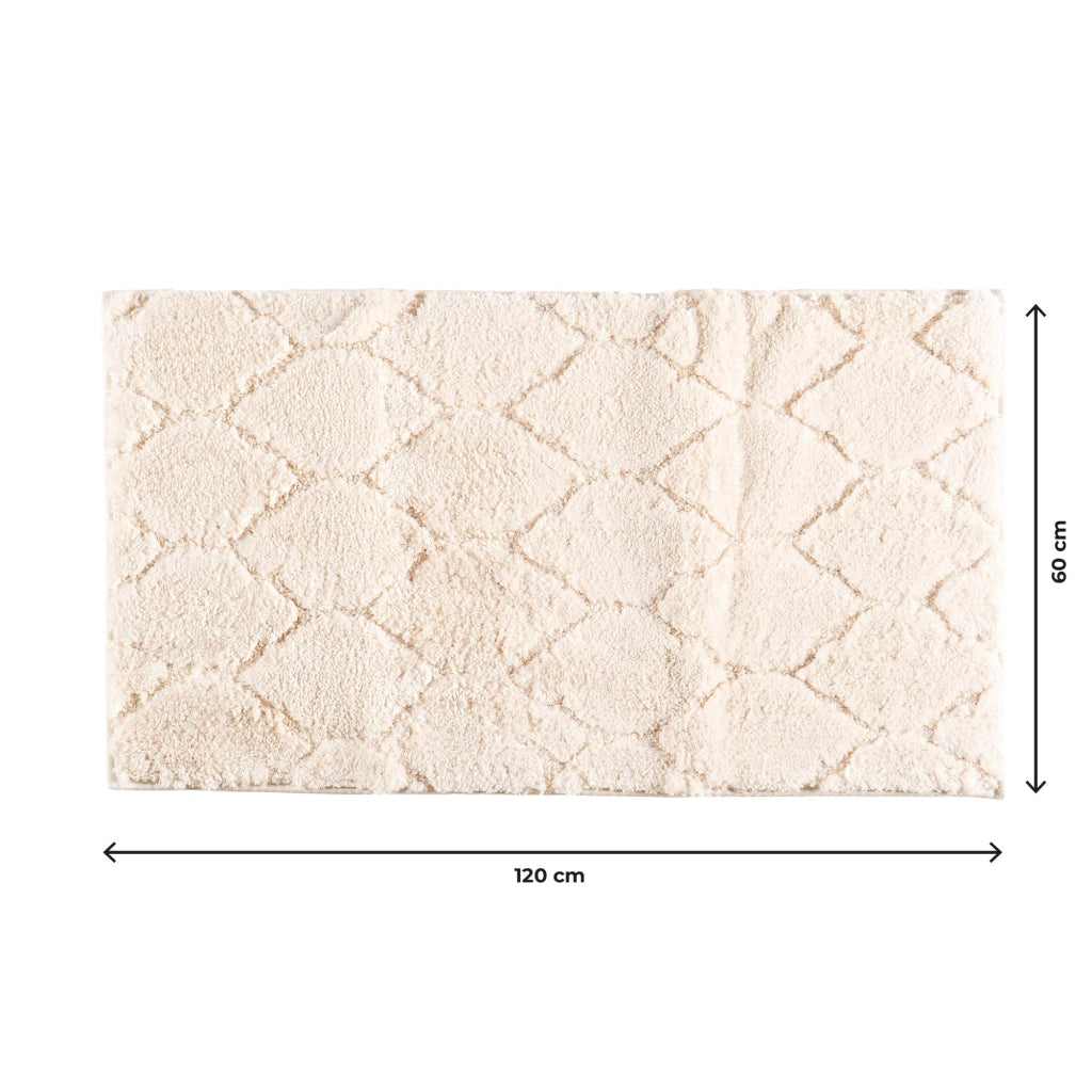 Tappeto Bagno Antiscivolo Effetto Rilievo Assorbente, Morbido, Lavabile in Lavatrice 50x80 / 60x120 cm 60x120 Cm - Panna