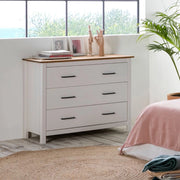 Comò Miranda in legno massiccio bianco e pino 100x40x80H – Stile Elegante e Robusto