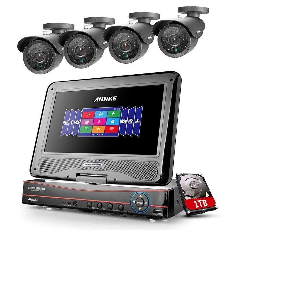Trade Shop - Dvr Nvr Combo Ahd Videosorveglianza 4 Ch Canali Schermo Lcd 10.1" H.264 -