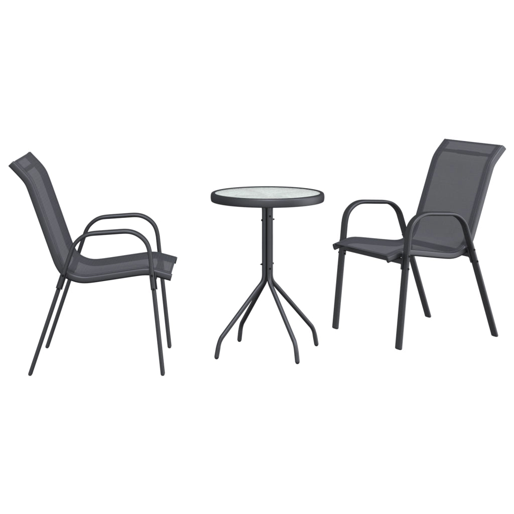 Set Bistro da Giardino a 3 Pezzi Anthracite Textilene e Acciaio