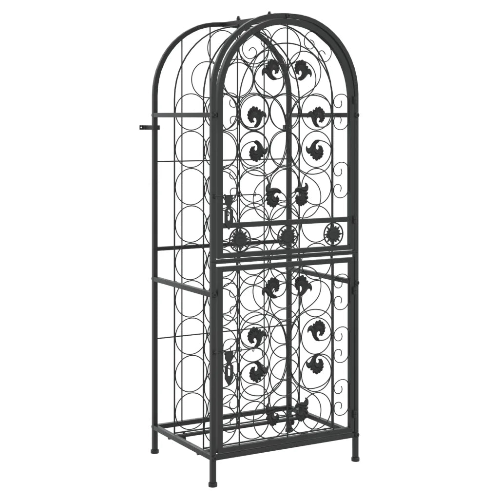 Portavini da 41 Bottiglie Nero 45x36x120cm in Ferro Battuto 358370