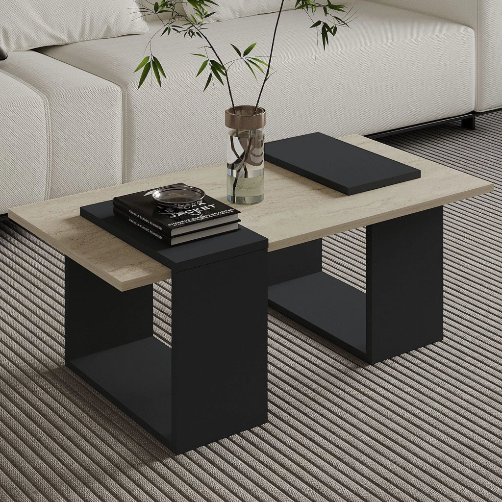Tavolino in legno "Matris" - 90 x 46 x 37 cm - Grigio antracite