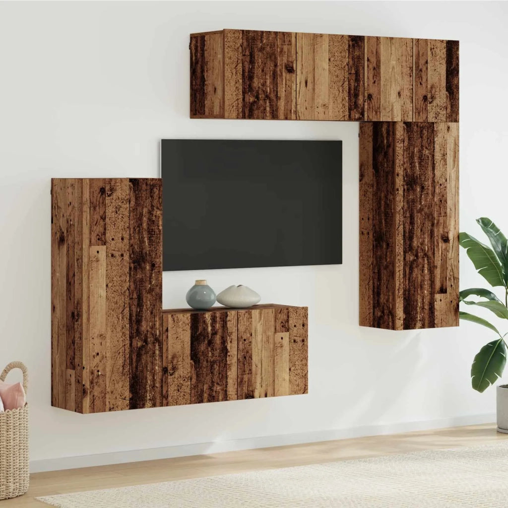 Unit¨¤ TV da Parete 5 pz | Armadietto TV | Mobile Porta TV Legno vecchio Legno multistrato