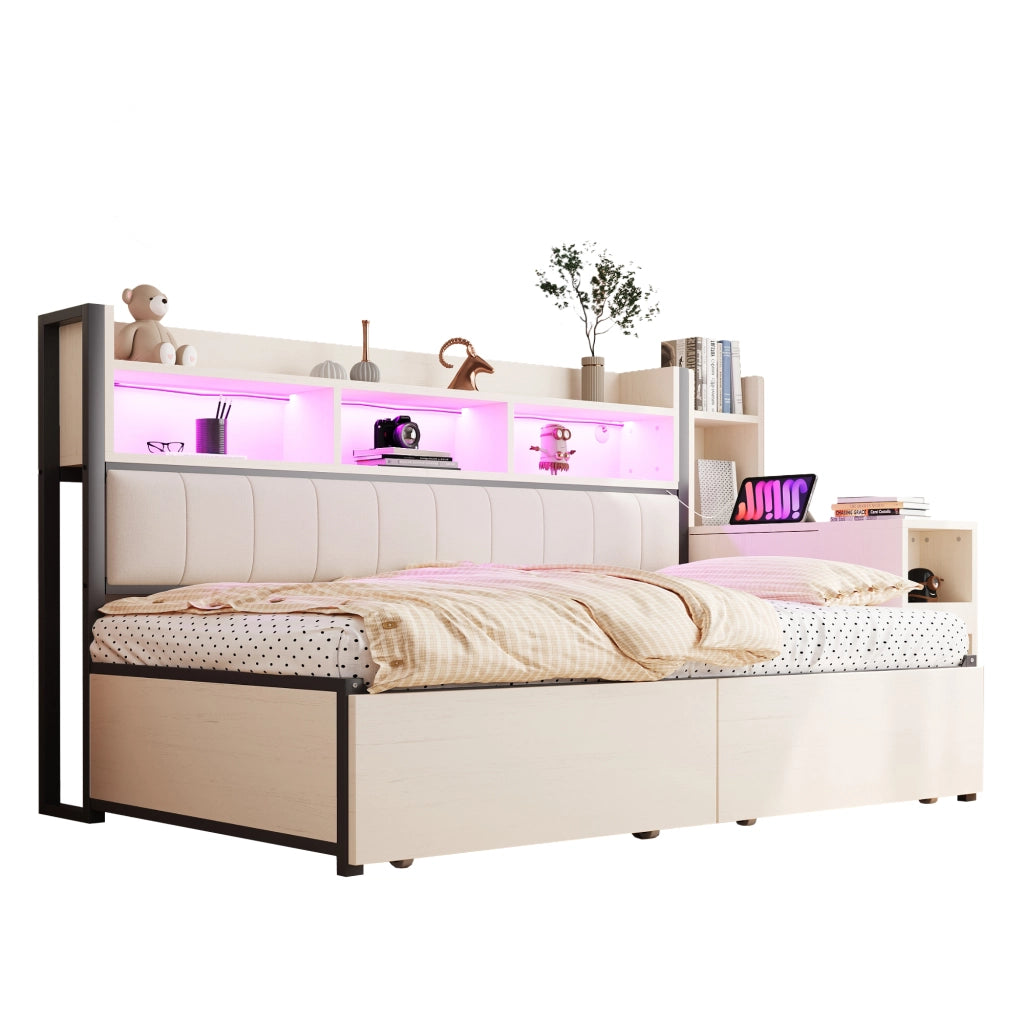 Letto sofà con scrivania estraibile metallo legno 90x200 cm