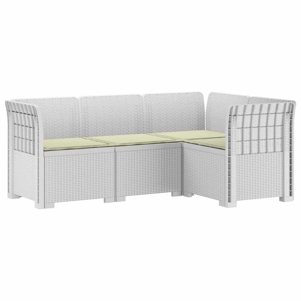 Divano da Giardino 4 Posti con Cuscini Aspetto Rattan PP Bianco 3443970