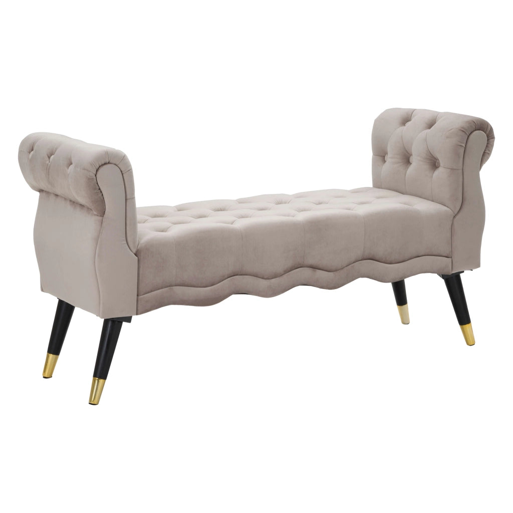 Humahu, Panca in Velluto, con Braccioli e Dettagli Dorati, 120x40x60h cm Grigio
