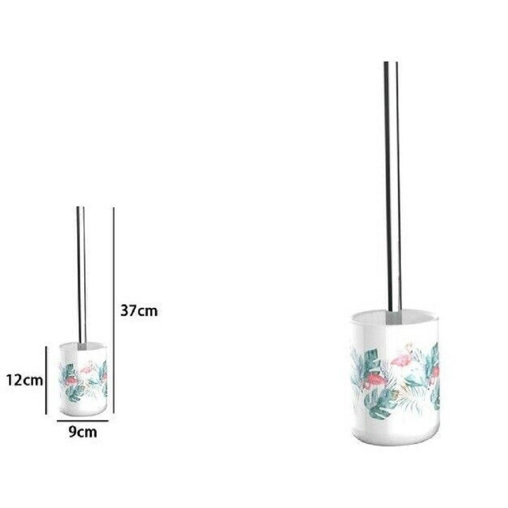 Trade Shop - Portascopino Porta Scopino Bagno Wc Toilette Fenicotteri Scopino Completo 69961 -