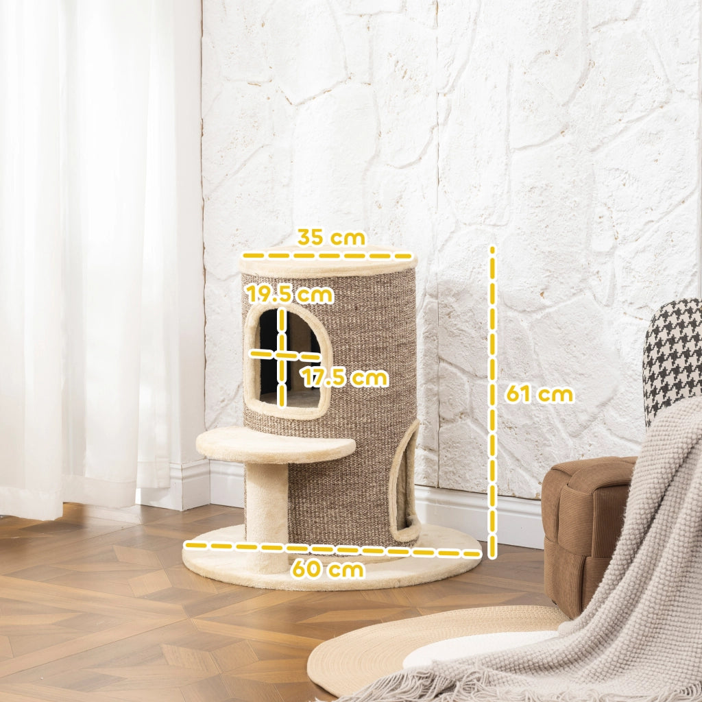 Tiragraffi per gatti a due livelli con piattaforma ¨C zephmum ¨C 60x60x61 cm beige