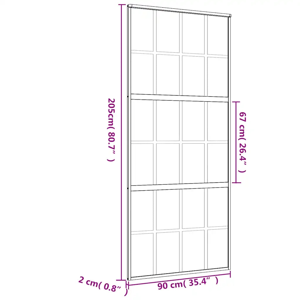 Porta Scorrevole Dorata 90x205 Vetro Smerigliato ESG Alluminio 155176