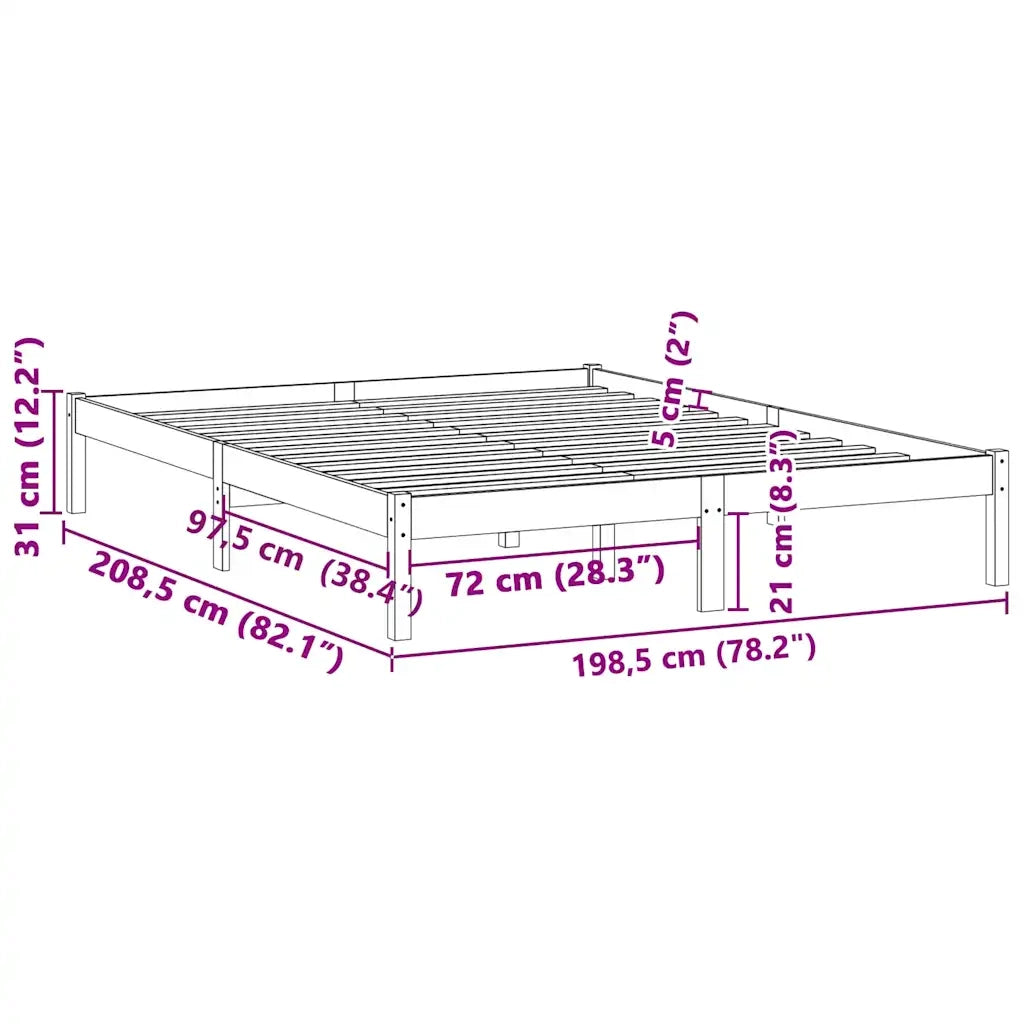 Giroletto senza Materasso 193x203 cm in Legno di Pino King