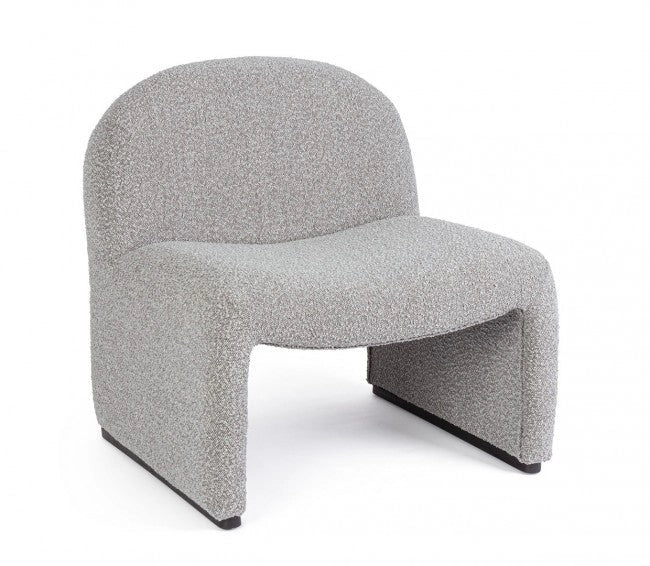 Poltrona Soggiorno 71x69x72,5 cm Babila in Bouclè Grigio
