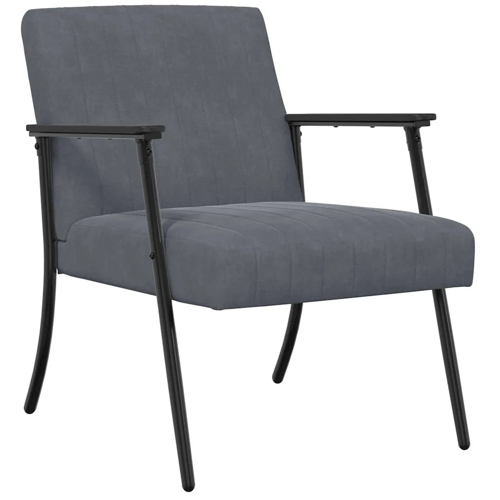 Poltrona-Divano Sedia-Poltroncina Grigio scuro Velluto 339317
