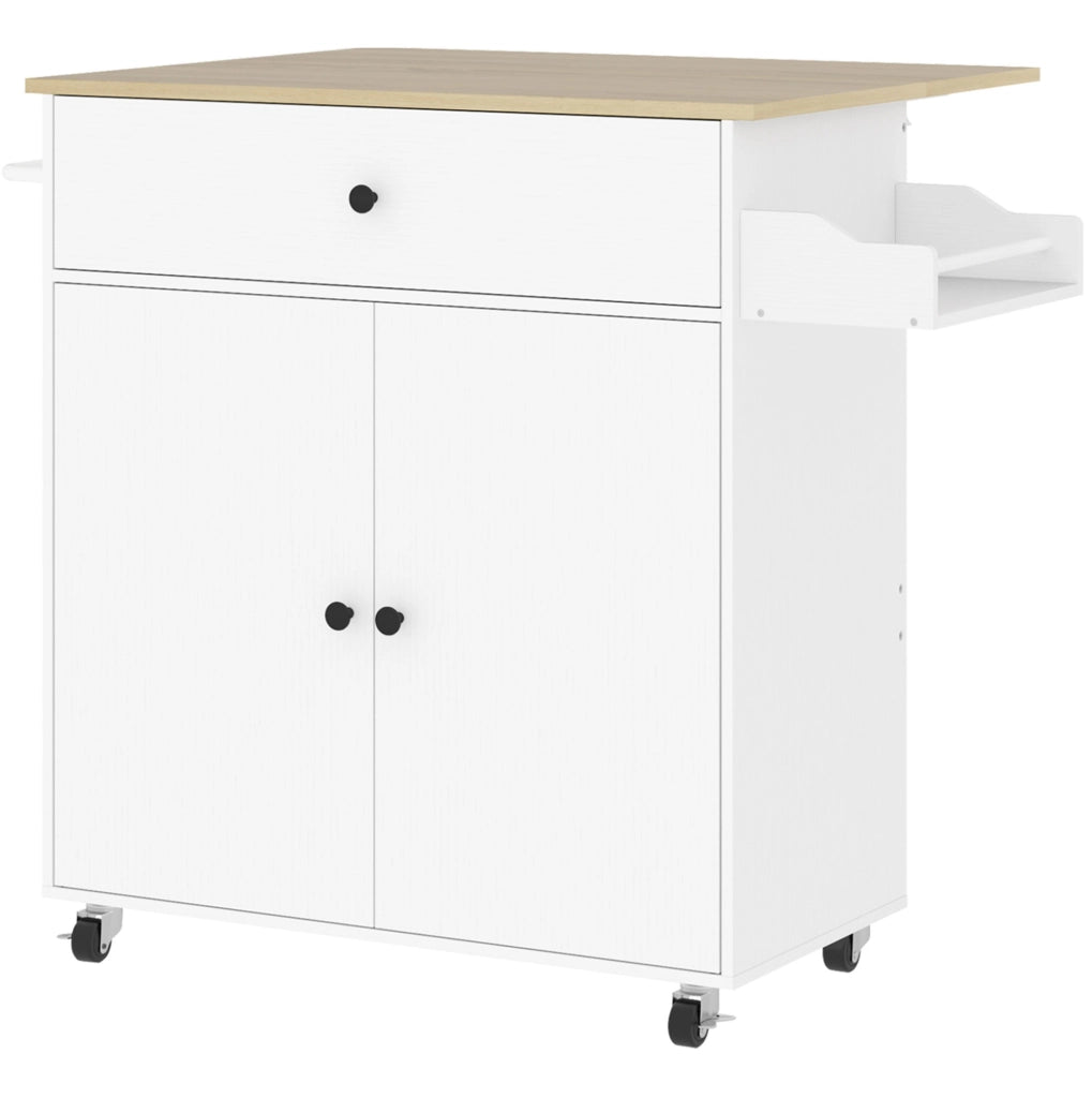 Carrello da cucina bianco con piano richiudibile