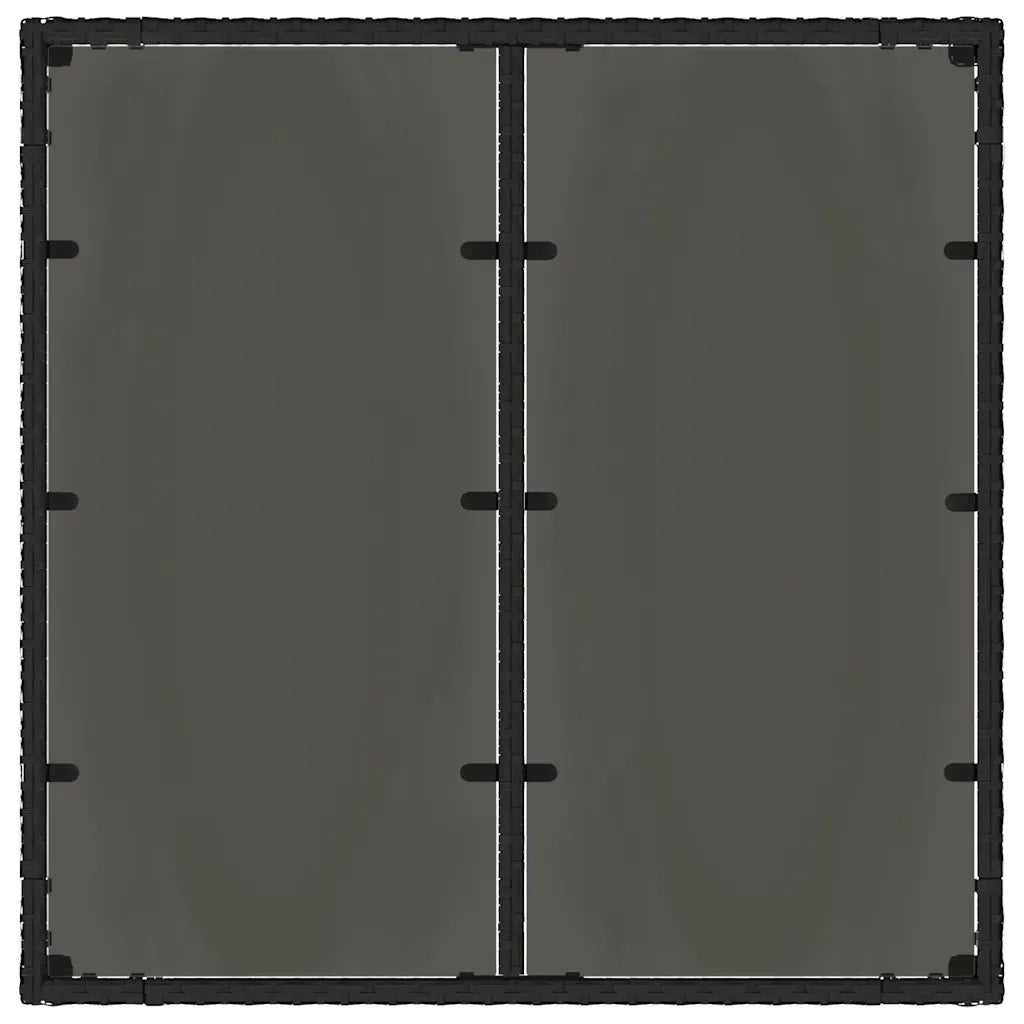 Tavolo da Giardino Piano in Vetro Nero 90x90x75 cm Polyrattan