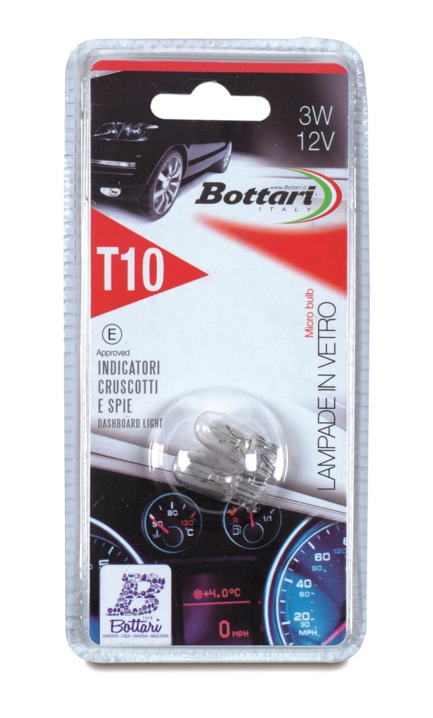 LAMPADA PER INDICATORE DIREZIONE O CRUSCOTTO 12V 3 W T10 VETRO