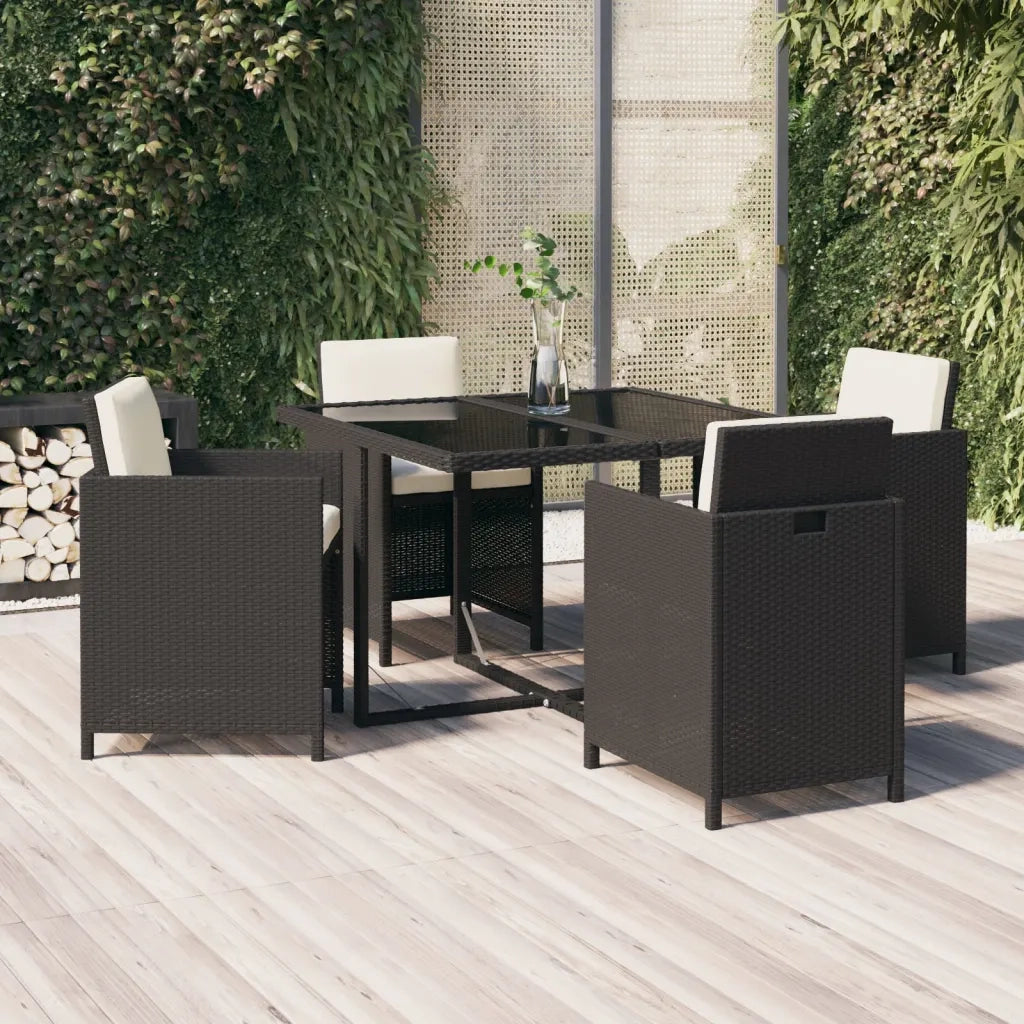 Set da Pranzo da Giardino 5 pz con Cuscini in Polyrattan Nero 3095503