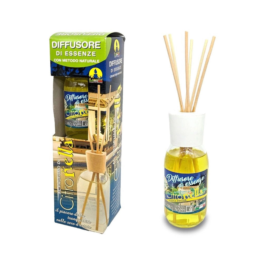 Trade Shop - Set 24pz Diffusore Profumo Citronella Deodorante Per Ambienti Con Bastoncini 125ml 090645 -
