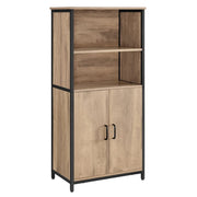 Mobile da cucina a 2 ante 60 x 35 x 125 cm struttura in acciaio credenza alta marrone 12_0004528
