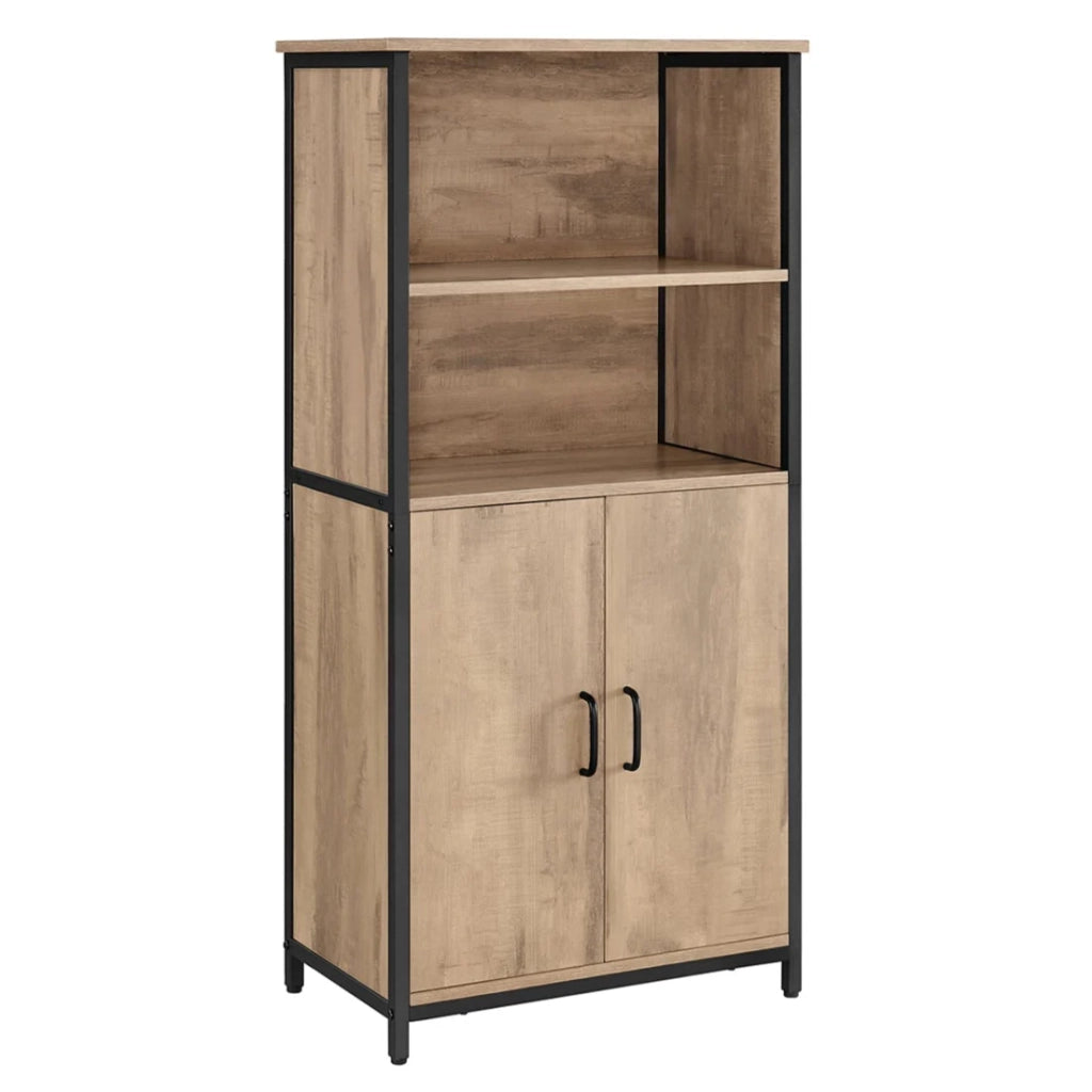 Mobile da cucina a 2 ante 60 x 35 x 125 cm struttura in acciaio credenza alta marrone 12_0004528